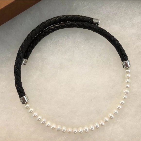 Silpada Freshwater Pearl & Black Leather Choker N1066 Vintage - Picture 7 of 15